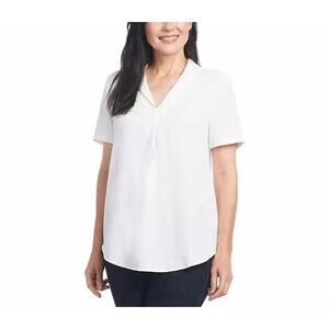 Hilary Radley Ivory White Blouse Easy Care Travel Casual Dressy Blouse Top L